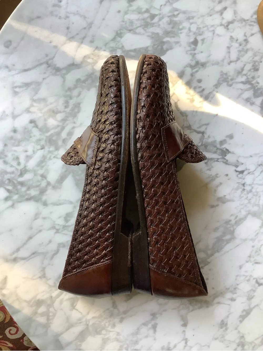 Vintage Bragano by Cole Haan Italian Woven Leather Loafers in Brown